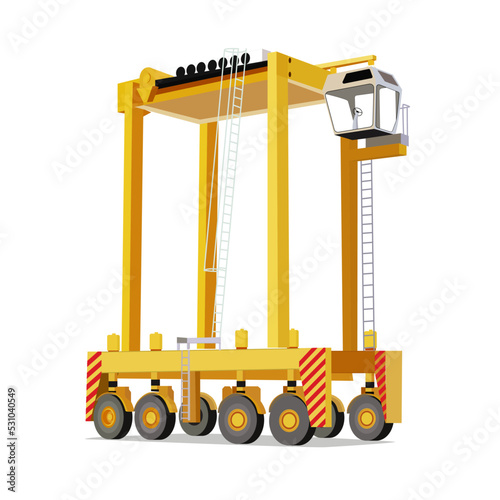 Straddle carrier or straddle truck isolated on the white background. Freight-carrying vehicle vector illustration photo
