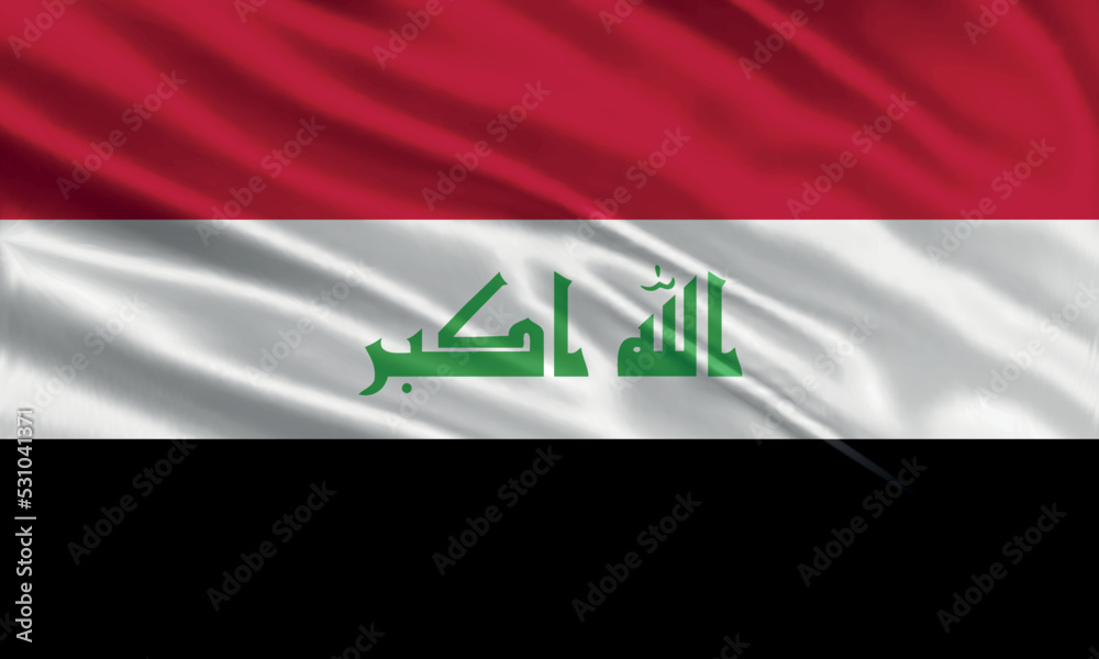 Iraq flag design. Waving Iraqi flag made of satin or silk fabric. Vector Illustration. Iraq flag design. Waving Iraqi flag made of satin or silk fabric. Vector Illustration.