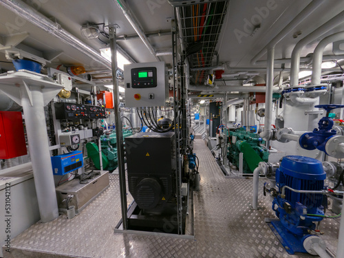 Engine room on a river or sea vessel