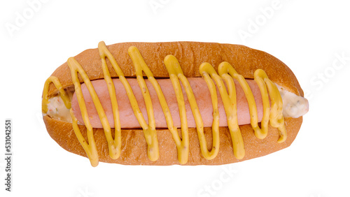 Hot dog with mustard isolated on white