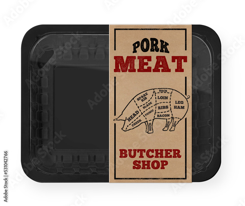 Pork meat food tray