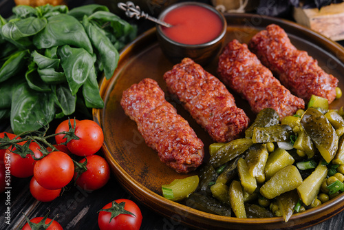 Meat rolls mititei or mici traditional romanian food