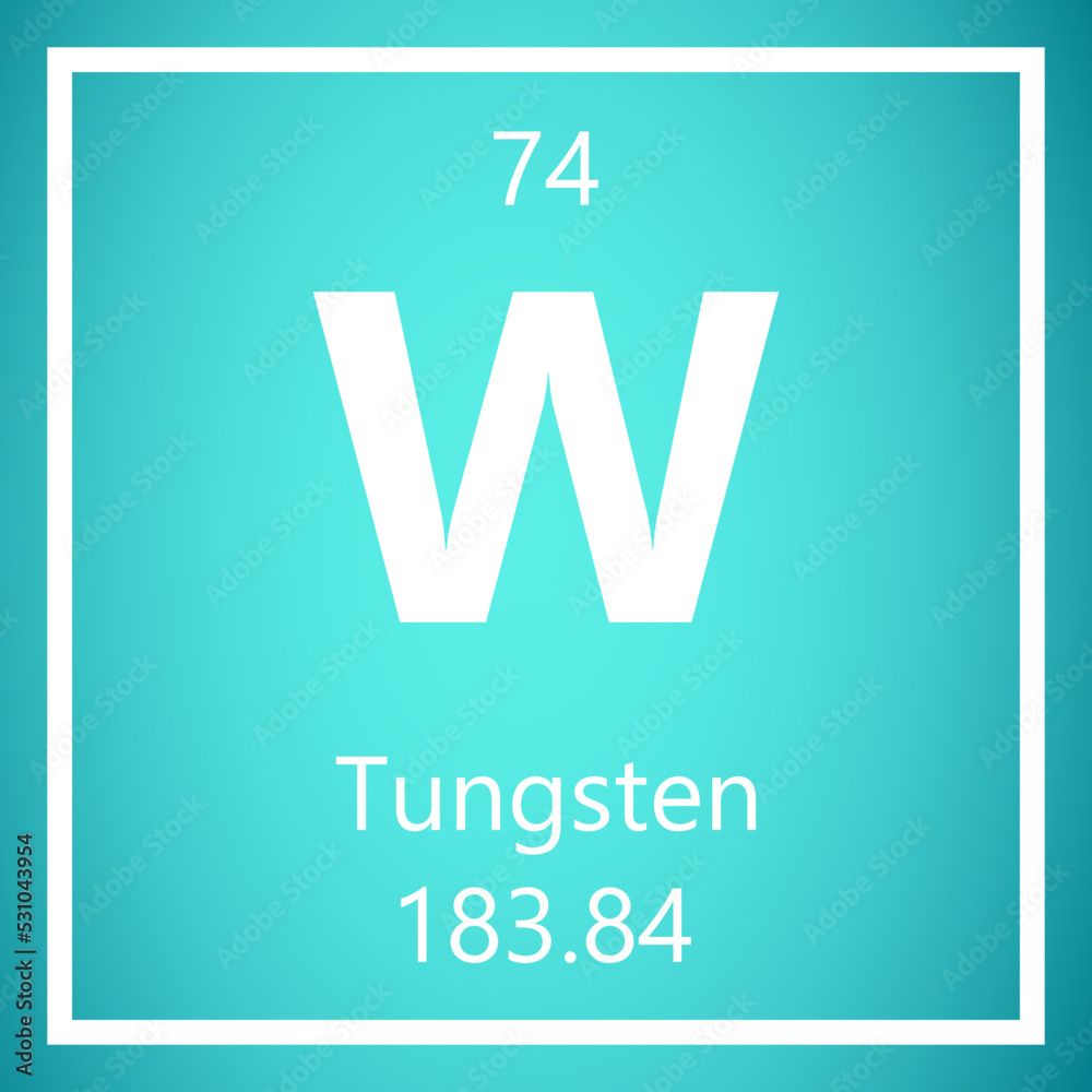 Tungsten W Periodic Table of Elements, Atomic Mass Vector Illustration