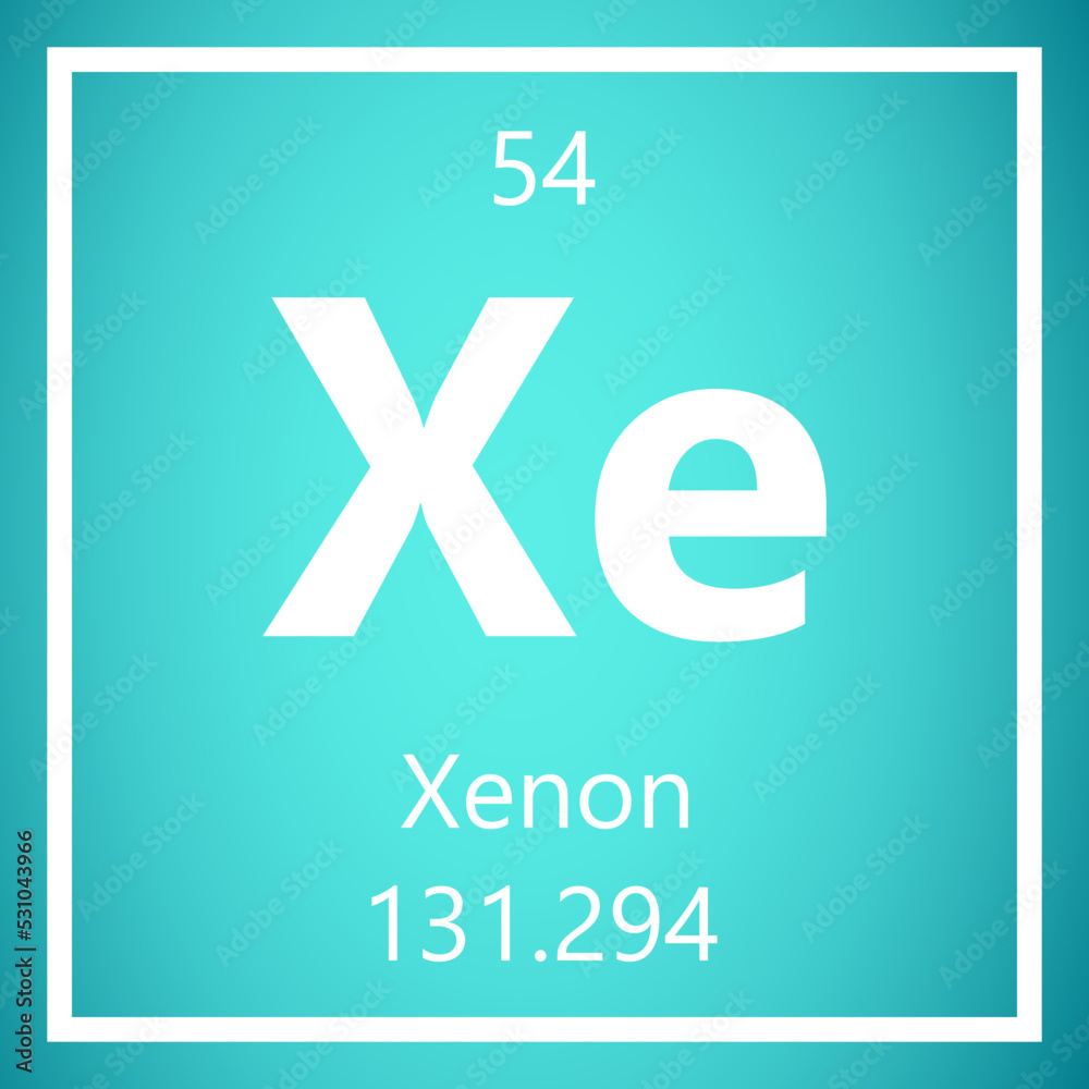 Xenon Xe Periodic Table of Elements, Atomic Mass Vector Illustration