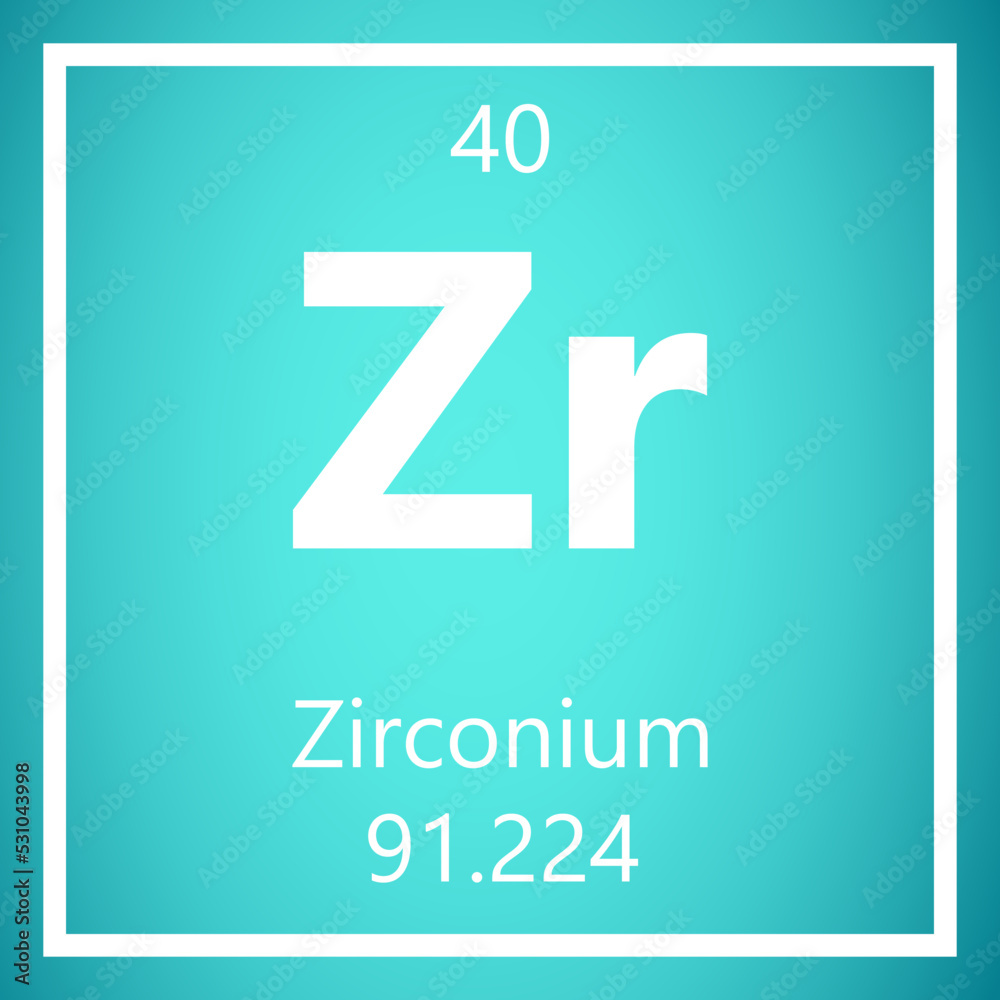 Zirconium Zr Periodic Table of Elements, Atomic Mass Vector Illustration Molecule.
Zirconium Zr Periodic Table of Elements, Atomic Mass Vector Illustration Molecule.