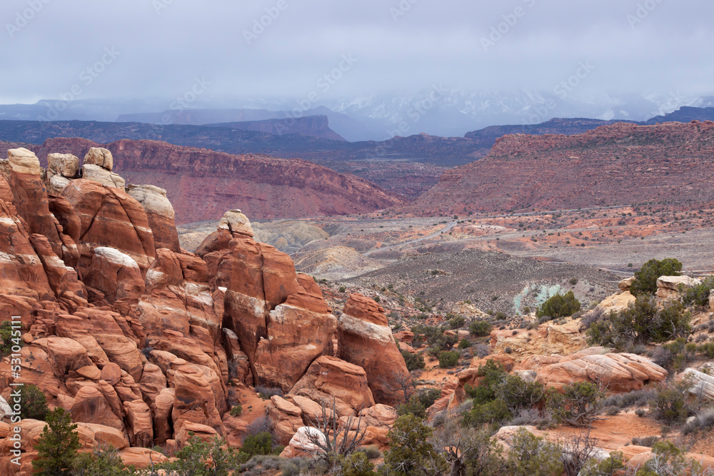 Distant mountains with snow