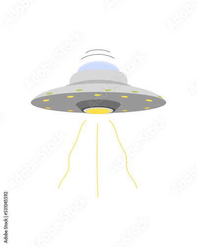 UFO spaceship. Cosmic spacecraft of unidentified alien. Space ship. Vector illustration isolated on white background