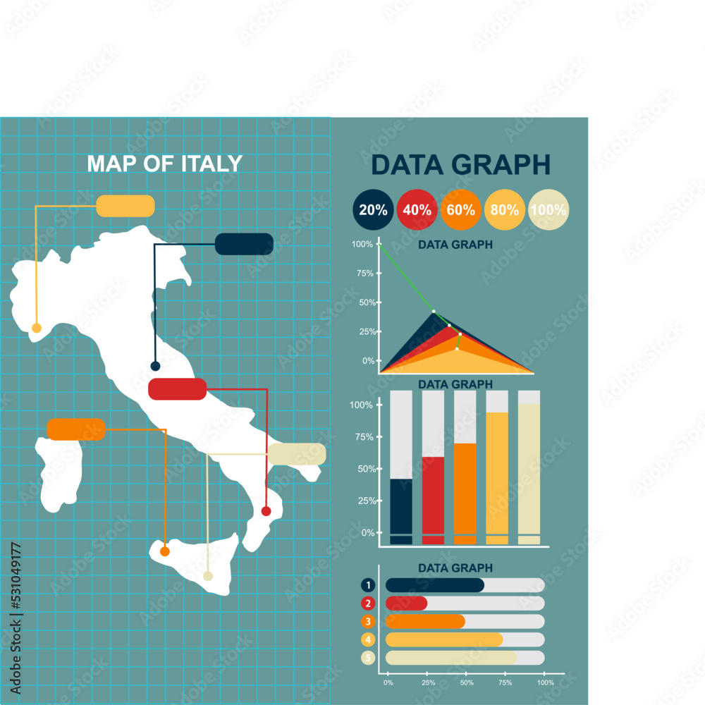 Obraz premium FLAT STYLE ITALY MAP VECTOR DESIGN WITH VECTOR GRAPHICS