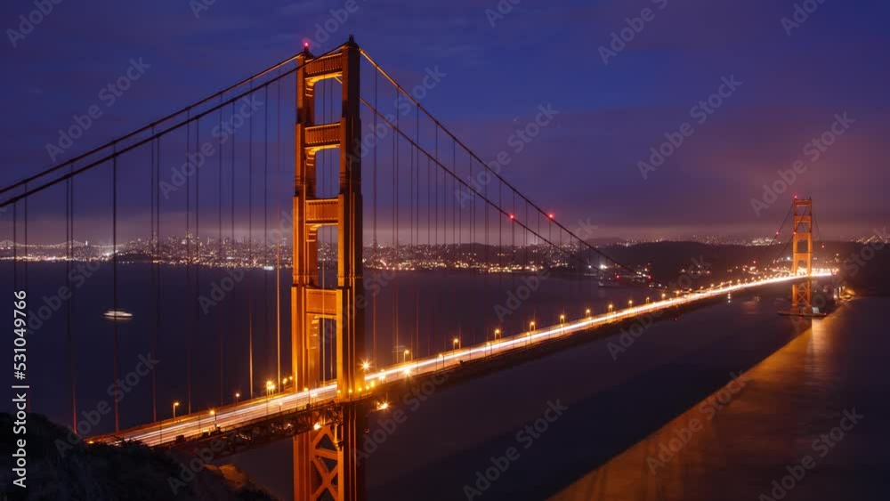 San Francisco's Golden Gate Bridge. Time Lapse.