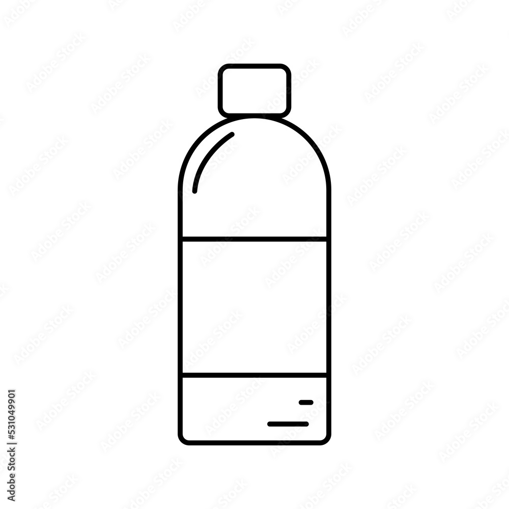 Bottle line icon. Simple container for liquid, water or drink. Outline image of glass or plastic bottle isolated vector illustratio. Element for web design