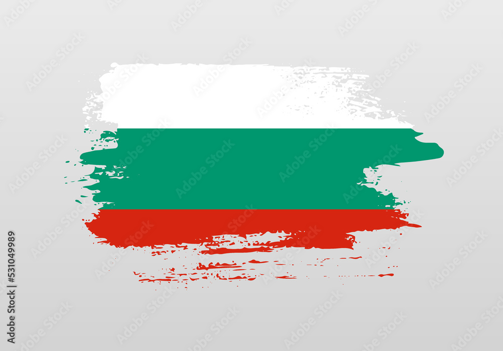 Fototapeta premium Modern style brush painted splash flag of Bulgaria with solid background