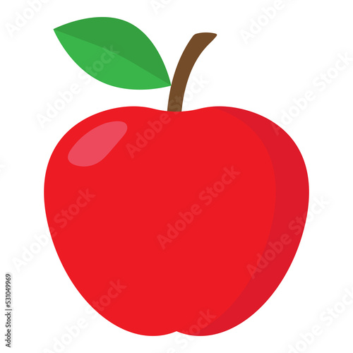 Red apple icon in flat style. Vector illustration isolated on white background.