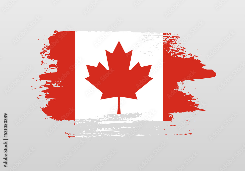 Modern style brush painted splash flag of Canada with solid background Modern style brush painted splash flag of Canada with solid background