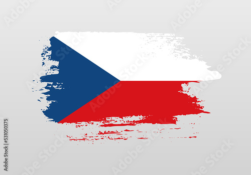 Modern style brush painted splash flag of Czechia with solid background