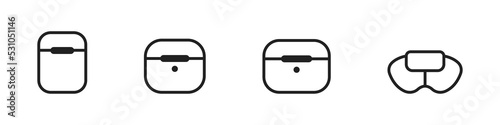 Earphones cases icon set. Vector illustration.