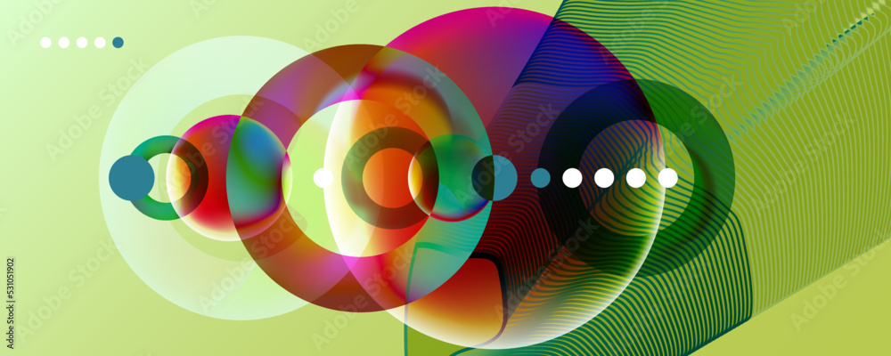 Bright summer juicy complex futuristic abstraction background. Graphic elements different colors line shapes and round shapes new trends Bright summer juicy complex futuristic abstraction background. Graphic elements different colors line shapes and round shapes new trends