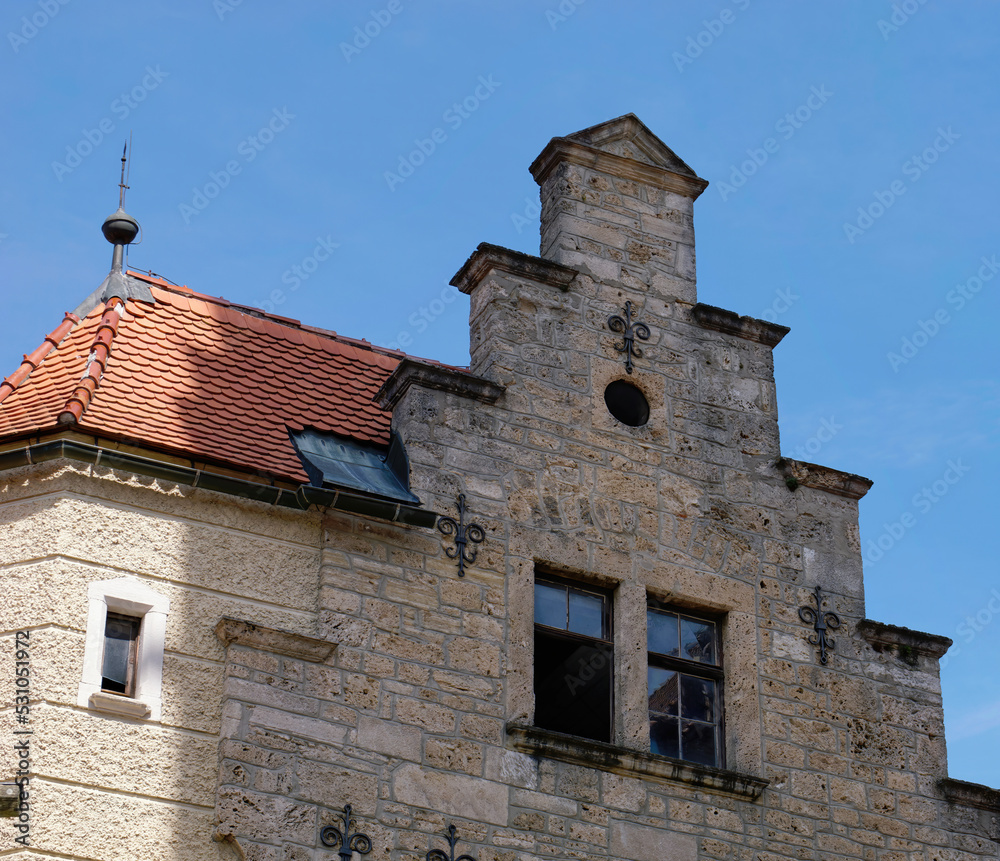 Fototapeta premium Building in the courtyard of the parish of Marija Bistrica, Croatia