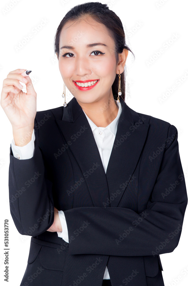 Beautiful young asian business woman gesture writing something isolated png transparent file, business concept. Beautiful young asian business woman gesture writing something isolated png transparent file, business concept.