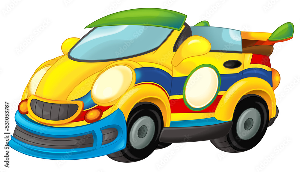 cartoon scene with funny looking ambulance truck illustration for children cartoon scene with funny looking ambulance truck illustration for children