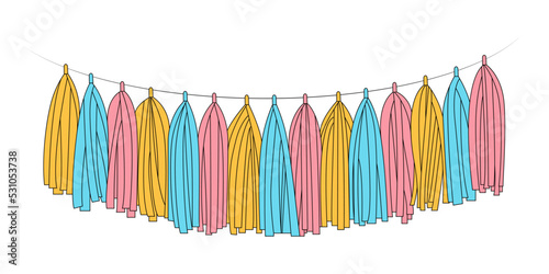 Tissue paper garland vector illustration.