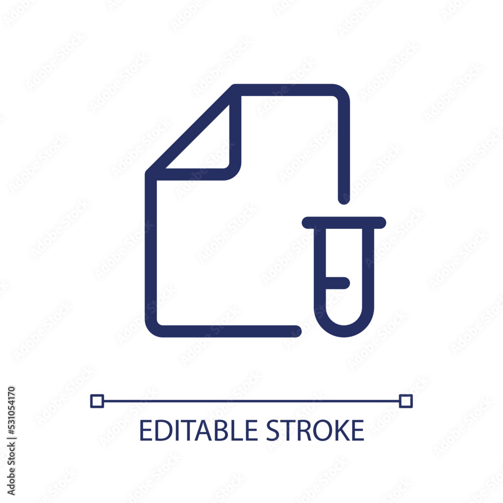 Electronic test record pixel perfect linear ui icon. Medical screening results. Test panel. GUI, UX design. Outline isolated user interface element for app and web. Editable stroke. Arial font used Electronic test record pixel perfect linear ui icon. Medical screening results. Test panel. GUI, UX design. Outline isolated user interface element for app and web. Editable stroke. Arial font used