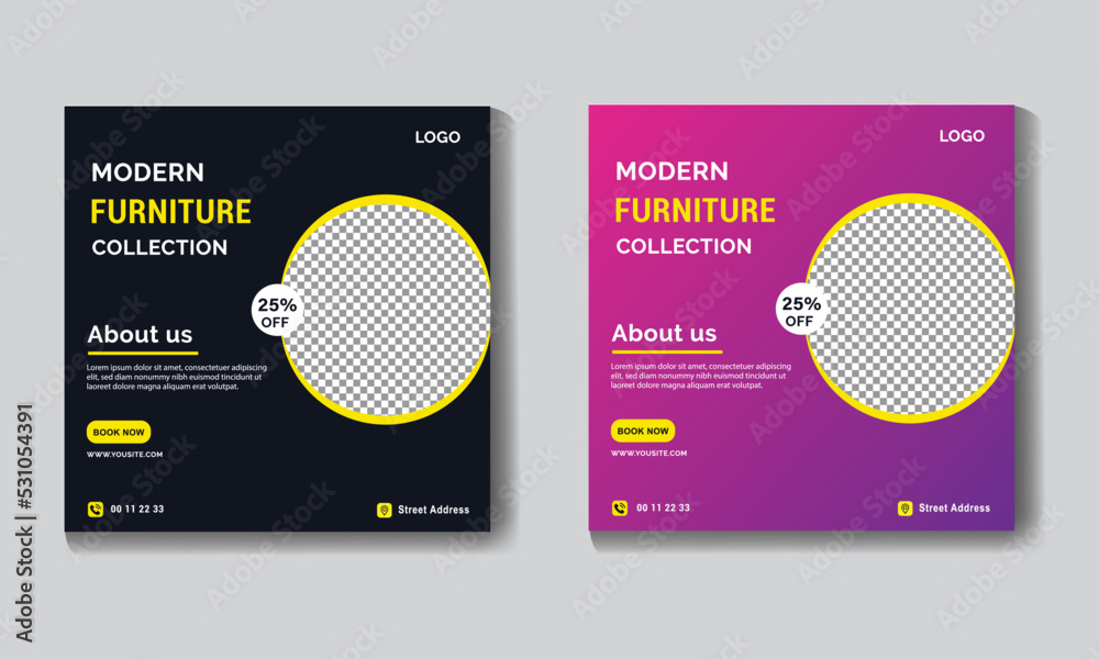 Furniture social media post design template Furniture social media post design template