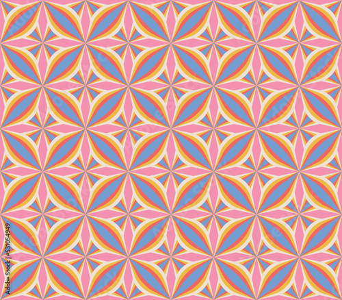 70s Retro Seamless Pattern in Groovy 60s vintage style and Aesthetic. Simple repeatable vector illustration.