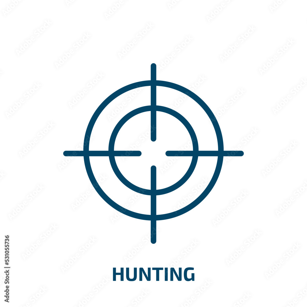 hunting icon from activity and hobbies collection. Thin linear hunting, vintage, deer outline icon isolated on white background. Line vector hunting sign, symbol for web and mobile hunting icon from activity and hobbies collection. Thin linear hunting, vintage, deer outline icon isolated on white background. Line vector hunting sign, symbol for web and mobile