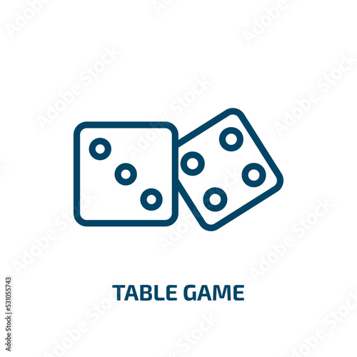 table game icon from outdoor activities collection. Thin linear table game, game, sport outline icon isolated on white background. Line vector table game sign, symbol for web and mobile © Farahim