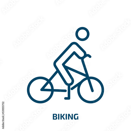biking icon from activity and hobbies collection. Thin linear biking, bike, bicycle outline icon isolated on white background. Line vector biking sign, symbol for web and mobile