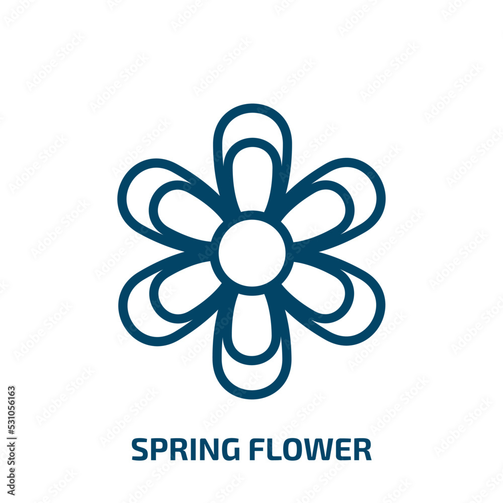 spring flower icon from agriculture farming and gardening collection. Thin linear spring flower, beauty, spring outline icon isolated on white background. Line vector spring flower sign, symbol for spring flower icon from agriculture farming and gardening collection. Thin linear spring flower, beauty, spring outline icon isolated on white background. Line vector spring flower sign, symbol for