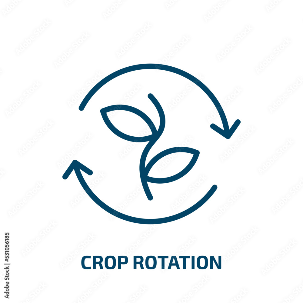 crop rotation icon from agriculture farming and gardening collection. Thin linear crop rotation, rotate, image outline icon isolated on white background. Line vector crop rotation sign, symbol for web crop rotation icon from agriculture farming and gardening collection. Thin linear crop rotation, rotate, image outline icon isolated on white background. Line vector crop rotation sign, symbol for web
