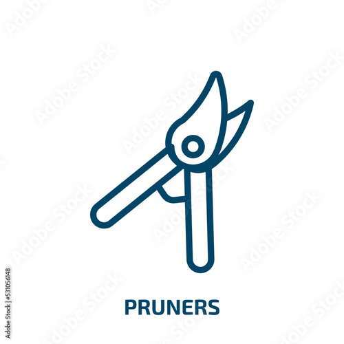 pruners icon from agriculture farming and gardening collection. Thin linear pruners, flower, secateurs outline icon isolated on white background. Line vector pruners sign, symbol for web and mobile