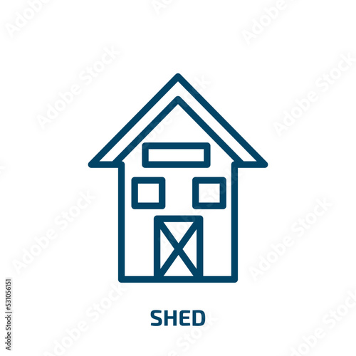 shed icon from agriculture farming and gardening collection. Thin linear shed, house, architecture outline icon isolated on white background. Line vector shed sign, symbol for web and mobile