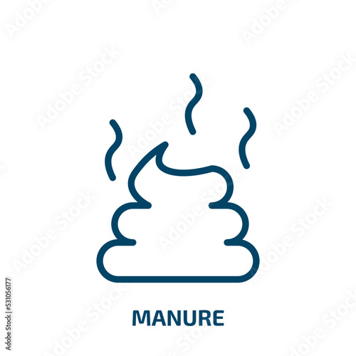 manure icon from agriculture farming and gardening collection. Thin linear manure, farm, agriculture outline icon isolated on white background. Line vector manure sign, symbol for web and mobile