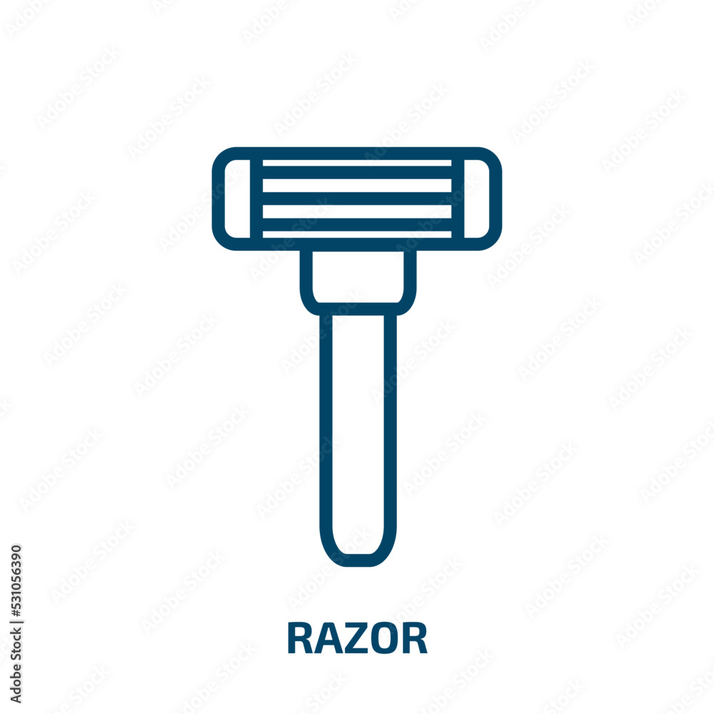 razor icon from beauty collection. Thin linear razor, cut, blade outline icon isolated on white background. Line vector razor sign, symbol for web and mobile razor icon from beauty collection. Thin linear razor, cut, blade outline icon isolated on white background. Line vector razor sign, symbol for web and mobile