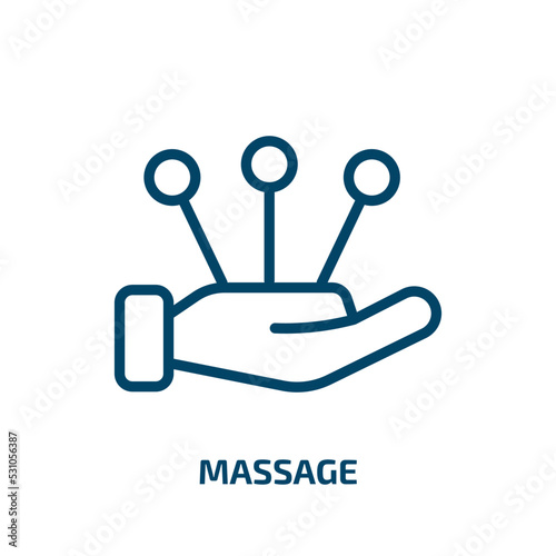 massage icon from beauty collection. Thin linear massage, care, health outline icon isolated on white background. Line vector massage sign, symbol for web and mobile