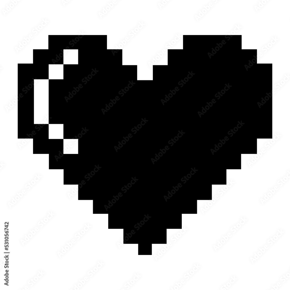 Heart-Shaped. Love Icon Symbol for Pictogram, App, Website, Logo or Graphic Design Element. Pixel Art Style Illustration. Format PNG