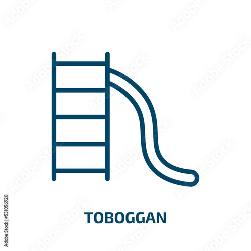 toboggan icon from entertainment collection. Thin linear toboggan, activity, winter outline icon isolated on white background. Line vector toboggan sign, symbol for web and mobile