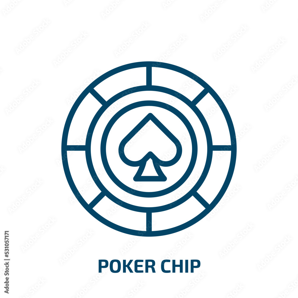 poker chip icon from arcade collection. Thin linear poker chip, luck, poker outline icon isolated on white background. Line vector poker chip sign, symbol for web and mobile