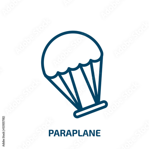 paraplane icon from arcade collection. Thin linear paraplane, parachute, leisure outline icon isolated on white background. Line vector paraplane sign, symbol for web and mobile