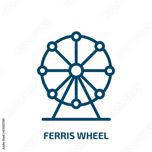 ferris wheel icon from arcade collection. Thin linear ferris wheel, holiday, travel outline icon isolated on white background. Line vector ferris wheel sign, symbol for web and mobile