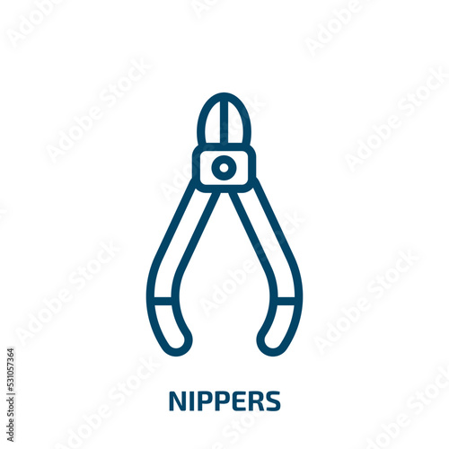 nippers icon from general collection. Thin linear nippers, equipment, work outline icon isolated on white background. Line vector nippers sign, symbol for web and mobile