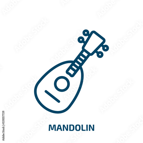 mandolin icon from music and media collection. Thin linear mandolin, music, string outline icon isolated on white background. Line vector mandolin sign, symbol for web and mobile