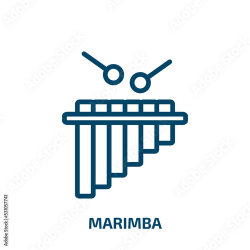 marimba icon from music and media collection. Thin linear marimba, equipment, entertainment outline icon isolated on white background. Line vector marimba sign, symbol for web and mobile