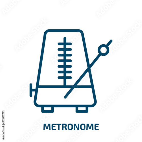 metronome icon from music and media collection. Thin linear metronome, instrument, music outline icon isolated on white background. Line vector metronome sign, symbol for web and mobile