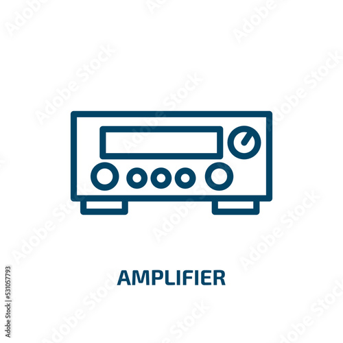 amplifier icon from music and media collection. Thin linear amplifier, music, audio outline icon isolated on white background. Line vector amplifier sign, symbol for web and mobile