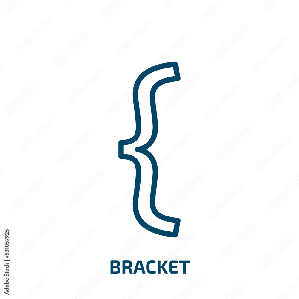 bracket icon from music and media collection. Thin linear bracket, quote, note outline icon isolated on white background. Line vector bracket sign, symbol for web and mobile bracket icon from music and media collection. Thin linear bracket, quote, note outline icon isolated on white background. Line vector bracket sign, symbol for web and mobile