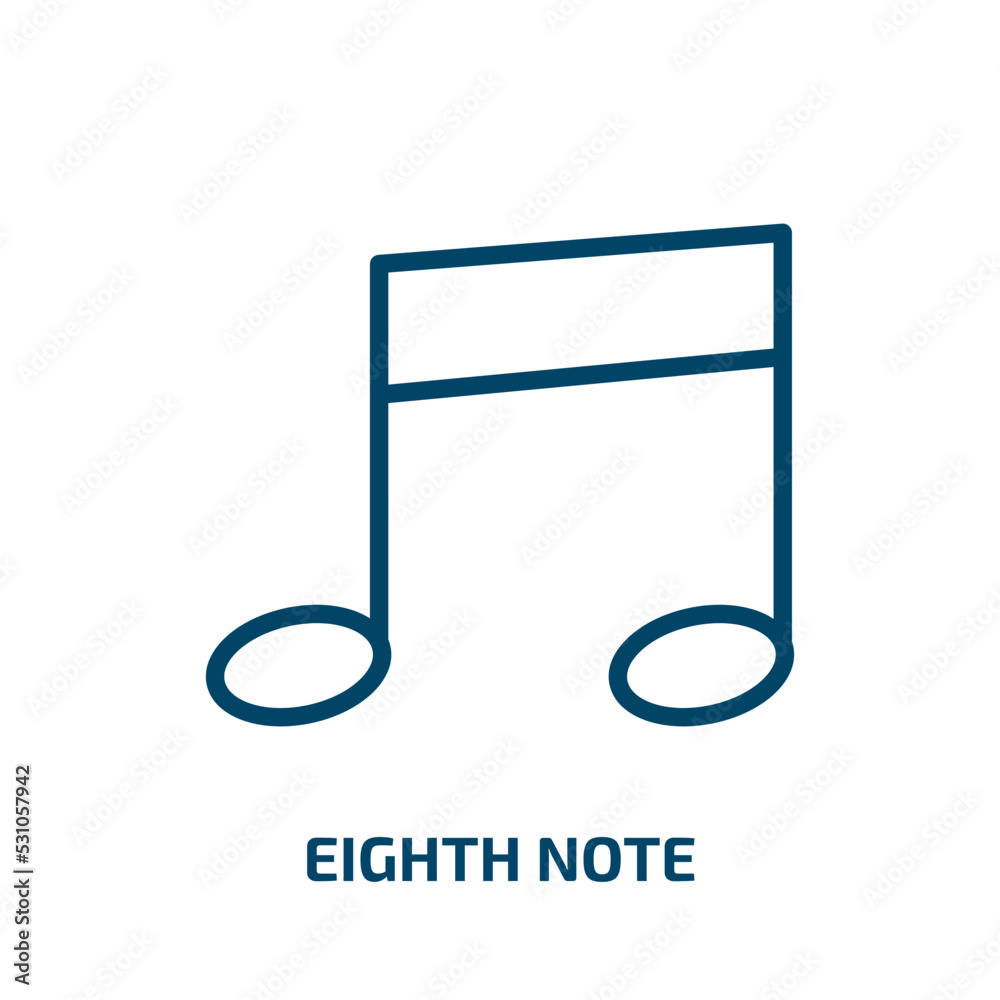 eighth note icon from music and media collection. Thin linear eighth note, note, sound outline icon isolated on white background. Line vector eighth note sign, symbol for web and mobile