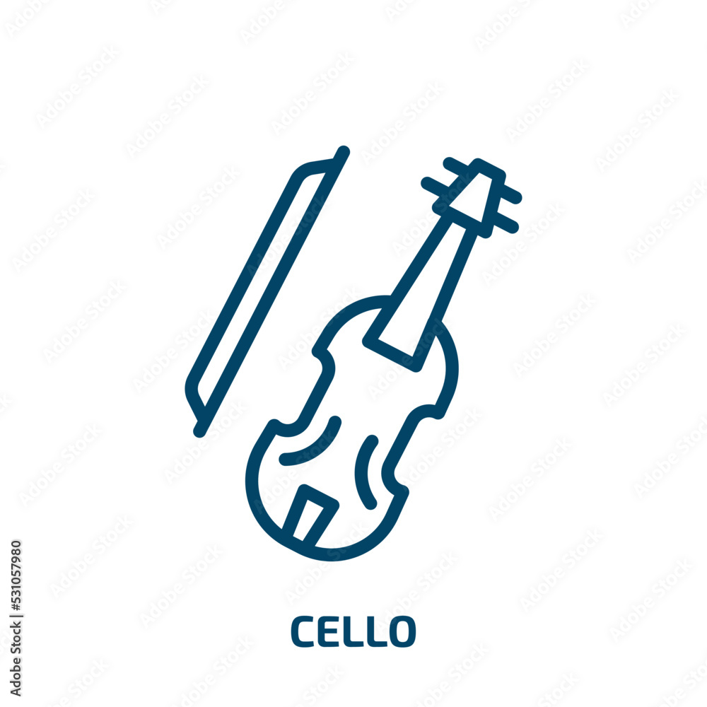 cello icon from music and media collection. Thin linear cello, music, orchestra outline icon isolated on white background. Line vector cello sign, symbol for web and mobile